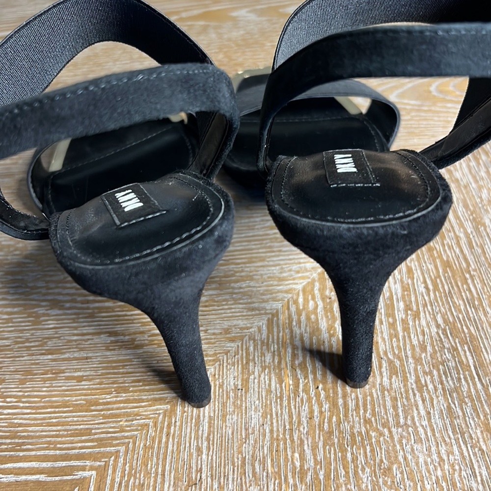 DKNY Black Stretch Metal Bryson Square Toe Stiletto SlipSlingback Sandal - Picture 7 of 12